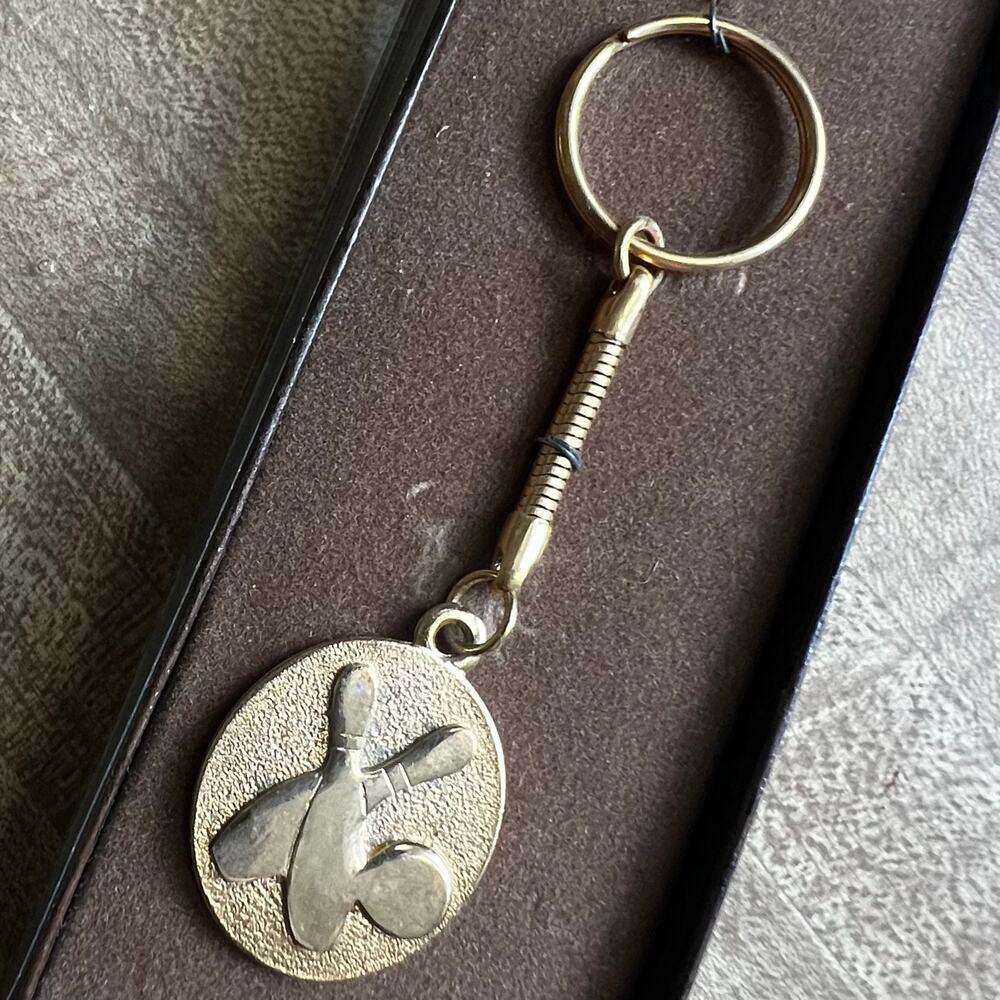Vintage 70’s Bowling Keychain Gold Tone New In Box